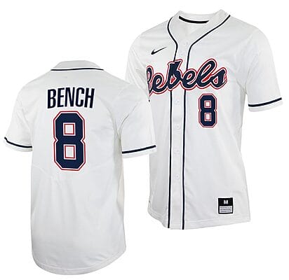 Justin Bench Jersey #8 Ole Miss Rebels College Baseball White