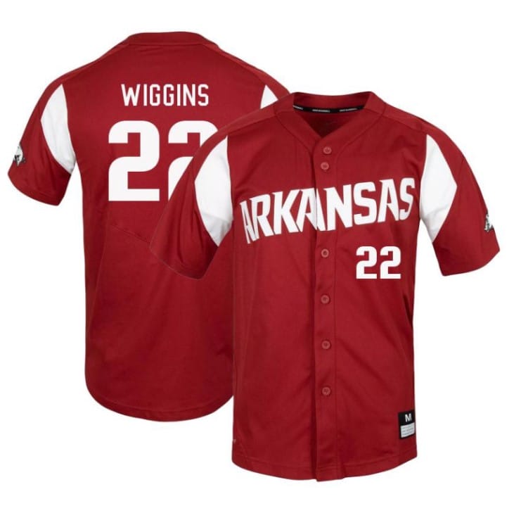 Jaxon Wiggins Jersey #22 Arkansas Razorbacks Baseball NCAA College Cardinal Alumni