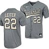 Jack Leiter Jersey #22 Vanderbilt Commodores College Baseball Full-Button Grey