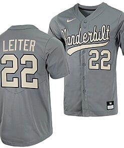 Jack Leiter Jersey #22 Vanderbilt Commodores College Baseball Full-Button Grey