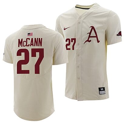 James McCann Jersey #27 Arkansas Razorbacks College Baseball Full-Button Natural