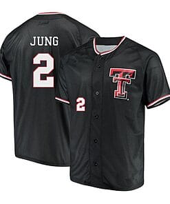 Jace Jung Jersey #2 Texas Tech Red Raiders Baseball Under Armour NCAA College Black Alumni