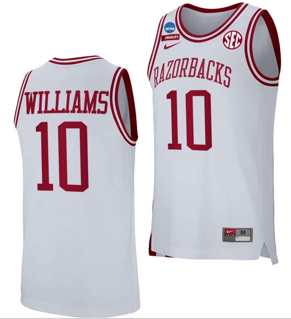 Jaylin Williams Jersey #10 Arkansas Razorbacks College Basketball 2022 NCAA March Madness Retro White