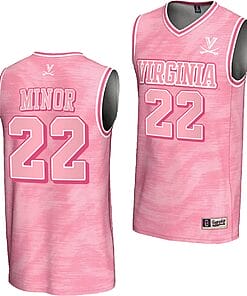Jordan Minor Jersey #22 Virginia Cavaliers College Basketball Lightweight Pink