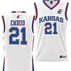 Joel Embiid Jersey #21 Kansas Jayhawks NIL College Basketball Lightweight White