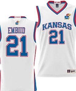 Joel Embiid Jersey #21 Kansas Jayhawks NIL College Basketball Lightweight White
