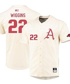 Jaxon Wiggins Jersey #22 Arkansas Razorbacks Baseball NCAA College Cream Alumni