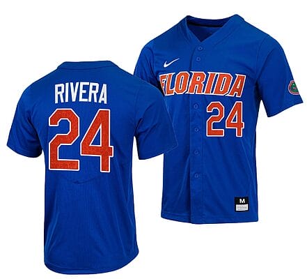 Josh Rivera Jersey #24 Florida Gators Baseball NCAA College Royal Full-Button