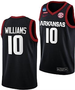 Jaylin Williams Jersey #10 Arkansas Razorbacks College Basketball 2022 NCAA March Madness Black