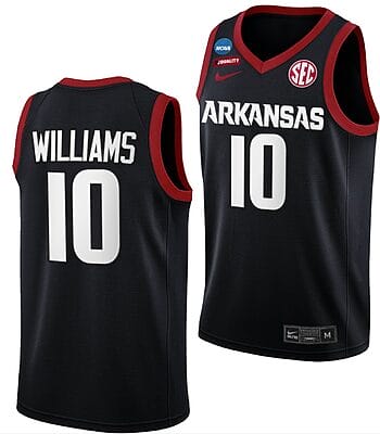 Jaylin Williams Jersey #10 Arkansas Razorbacks College Basketball 2022 NCAA March Madness Black