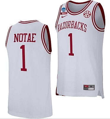 JD Notae Jersey #1 Arkansas Razorbacks College Basketball 2022 NCAA March Madness Retro White
