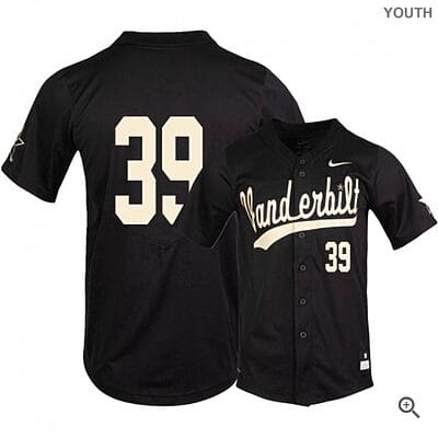 Jake Eder Jersey #39 Vanderbilt Commodores Baseball NCAA College Black Alumni