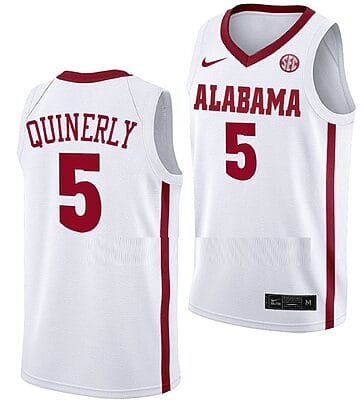 Jahvon Quinerly Jersey Alabama Crimson Tide College Basketball White #5