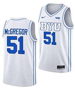 Jared McGregor Jersey #51 BYU Cougars College Basketball White