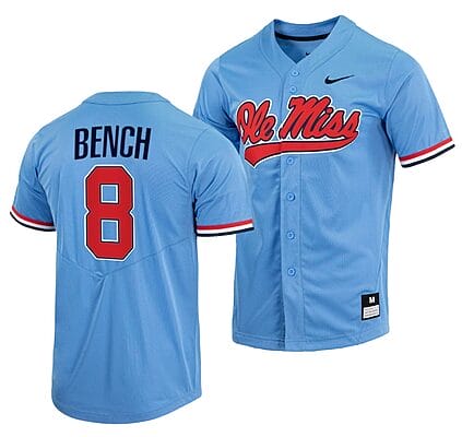 Justin Bench Jersey #8 Ole Miss Rebels College Baseball Blue