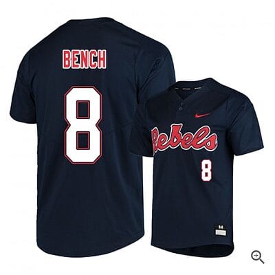 Justin Bench Jersey #8 Ole Miss Rebels Baseball NCAA College Black Alumni