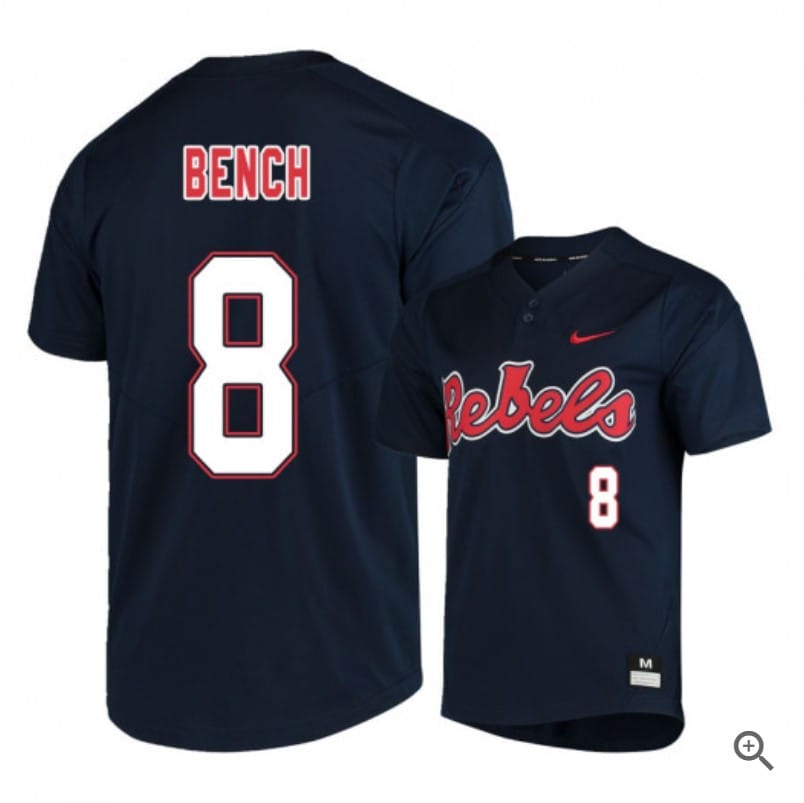 Justin Bench Jersey #8 Ole Miss Rebels Baseball NCAA College Black Alumni