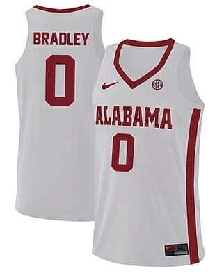 Jaden Bradley Jersey Alabama Crimson Tide College Basketball Replica White #0