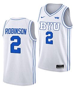Jaxson Robinson Jersey #2 BYU Cougars College Basketball White