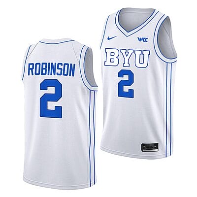 Jaxson Robinson Jersey #2 BYU Cougars College Basketball White