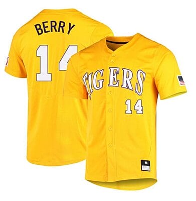 Jacob Berry Jersey #14 LSU Tigers Baseball NCAA College Yellow Alumni