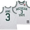 Jaden Akins Jersey #3 Michigan State Spartans 125th Basketball Anniversary 1990 Throwback White