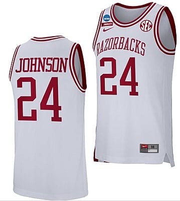 Joe Johnsony Jersey #24 Arkansas Razorbacks College Basketball 2022 NCAA March Madness Retro White