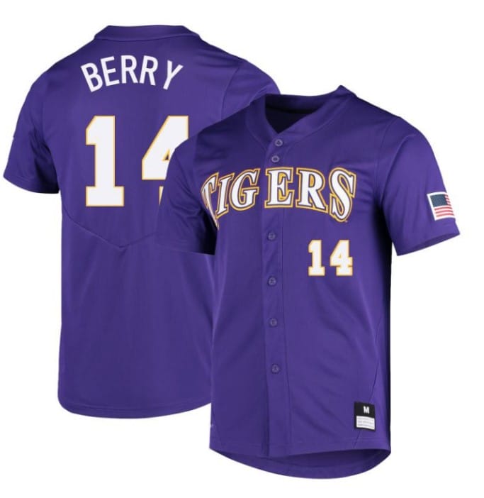 Jacob Berry Jersey #14 LSU Tigers Baseball NCAA College Purple Alumni