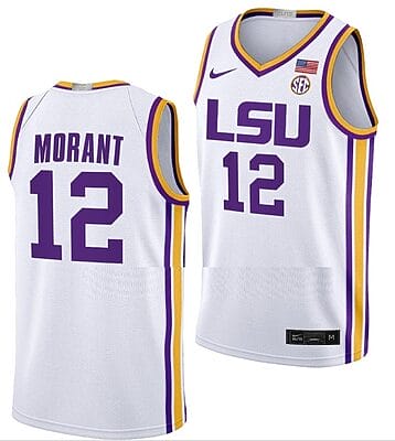 Ja Morant Jersey #12 LSU Tigers College Basketball Limited White