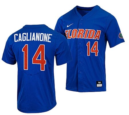 Jac Caglianone Jersey #14 Florida Gators College Baseball Full-Button Royal