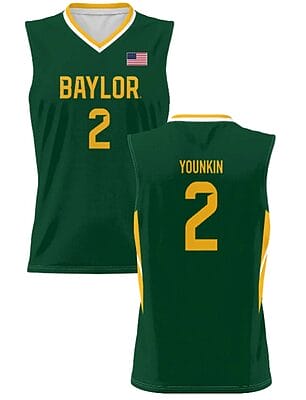 Jake Younkin Jersey #2 Baylor Bears College Basketball Green