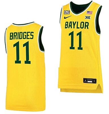 Jalen Bridges Jersey #11 Baylor Bears College Basketball Replica Gold