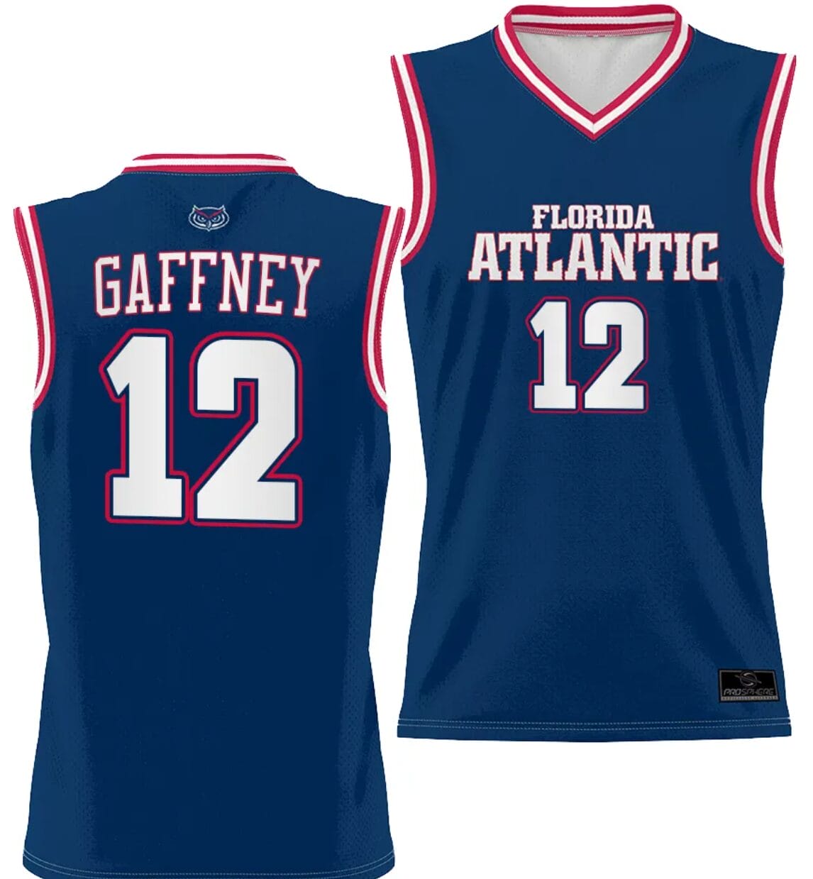 Jalen Gaffney Jersey #12 FAU Owls Full Sublimated Alternate Basketball Navy