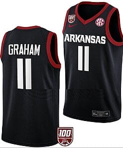 Jalen Graham Jersey #11 Arkansas Razorbacks College Basketball 100 Season Black