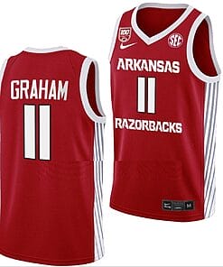 Jalen Graham Jersey #11 Arkansas Razorbacks College Basketball 100 Season Red