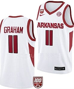 Jalen Graham Jersey #11 Arkansas Razorbacks College Basketball 100 Season White