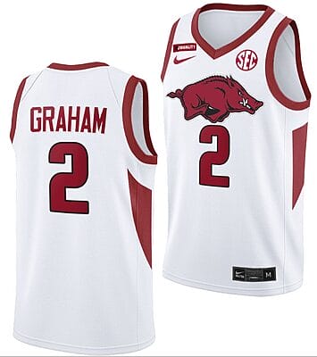 Jalen Graham Jersey #2 Arkansas Razorbacks College Basketball Primary White
