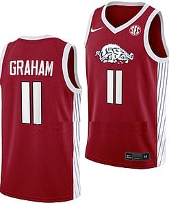 Jalen Graham Jersey #11 Arkansas Razorbacks College Basketball Road Red