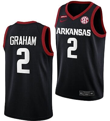 Jalen Graham Jersey #2 Arkansas Razorbacks College Basketball Transfer Black