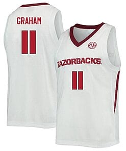 Jalen Graham Jersey #11 Arkansas Razorbacks College Basketball White 1