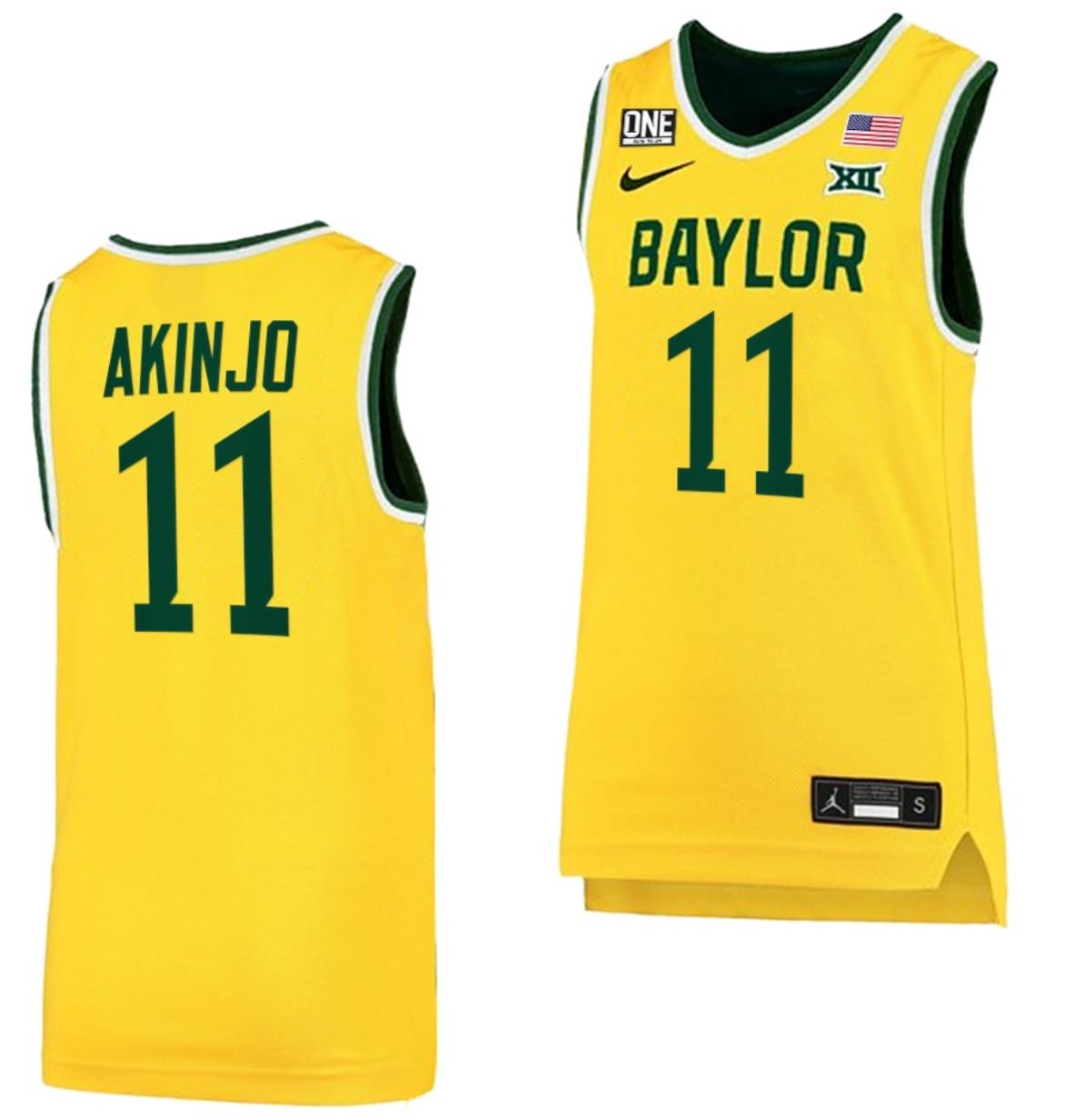 James Akinjo Jersey #11 Baylor Bears College Basketball Replica Gold