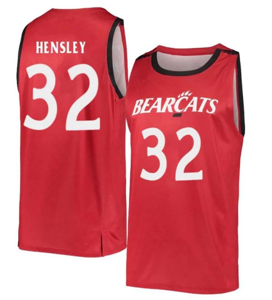 Jarrett Hensley Jersey #32 Cincinnati Bearcats College Basketball Red
