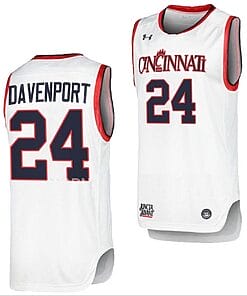 Jeremiah Davenport Jersey #24 Cincinnati Bearcats College Basketball Replica White