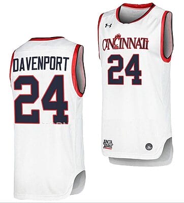 Jeremiah Davenport Jersey #24 Cincinnati Bearcats College Basketball Replica White