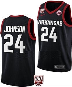 Joe Johnson Jersey #24 Arkansas Razorbacks College Basketball 100 Season Black