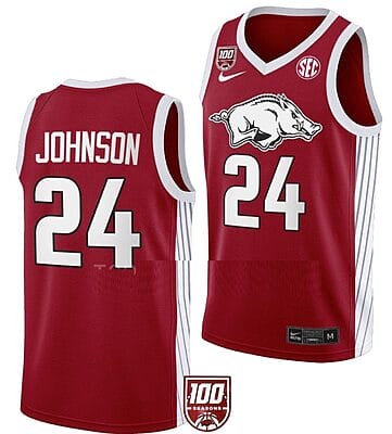 Joe Johnson Jersey #24 Arkansas Razorbacks College Basketball 100 Season Red