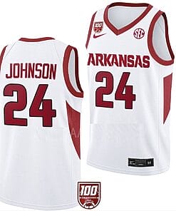Joe Johnson Jersey #24 Arkansas Razorbacks College Basketball 100 Season White