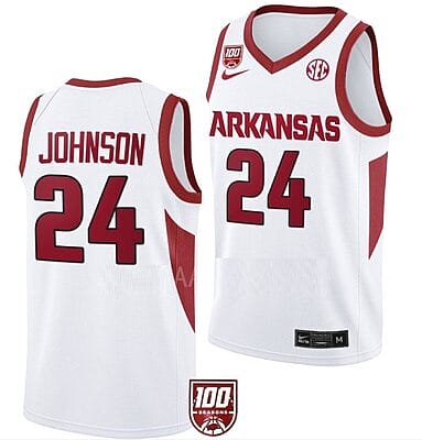 Joe Johnson Jersey #24 Arkansas Razorbacks College Basketball 100 Season White