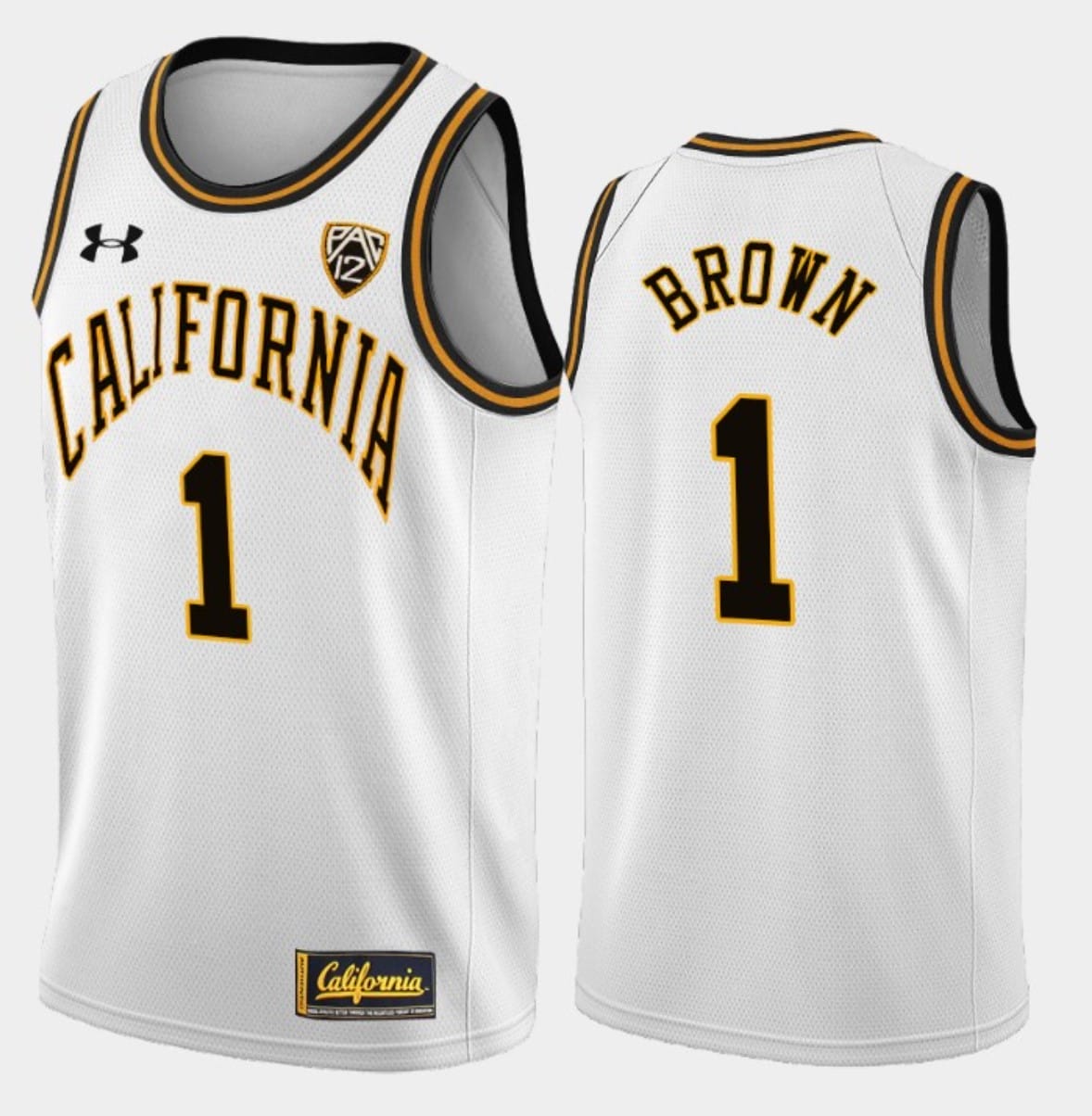 Joel Brown Jersey #1 California Golden Bears College Basketball White