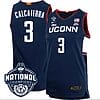 Joey Calcaterra Jersey #3 UConn Huskies 2023 National Champions College Basketball Navy